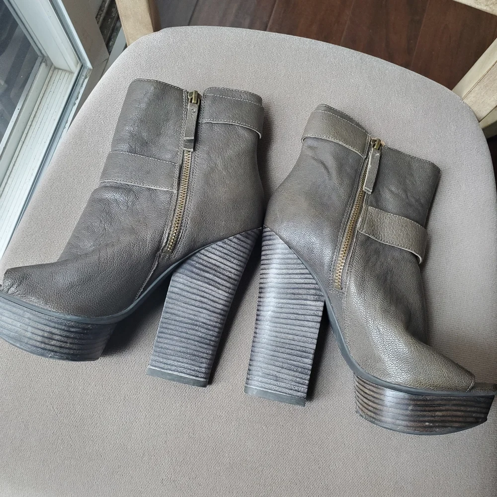 Dark Grey Leather Platforms